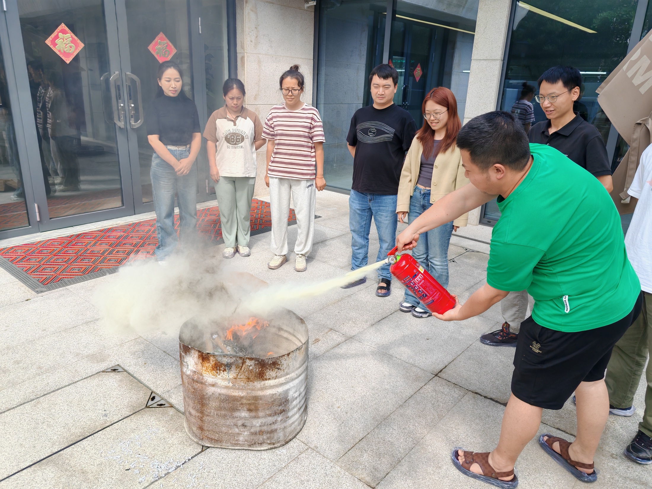 Fire equipment use and wearing demonstration.